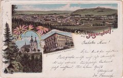 dobová pohlednice s kostelem