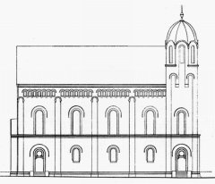 nákres synagogy - pohled ze severu