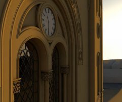 virtuální rekonstrukce synagogy - hodiny na průčelí