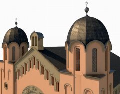 virtuální rekonstrukce synagogy - průčelí zprava