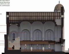 model synagogy - podélný řez