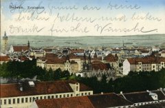 dobová pohlednice města se synagogou (uprostřed)