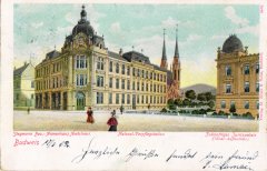 dobová pohlednice města se synagogou