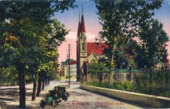 synagoga na dobové pohlednici