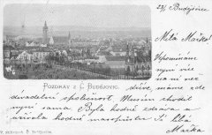 dobová pohlednice města se synagogou (zcela vpravo)