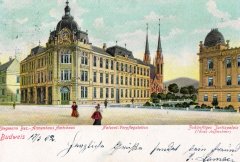 dobová pohlednice města se synagogou