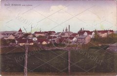 historická pohlednice města se synagogou (vlevo)