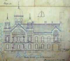 stavební plán synagogy - fasáda