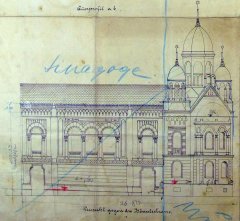 stavební plán synagogy - fasáda