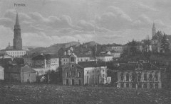 pohled od Lískovecké ulice, synagoga uprostřed