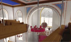 virtuální rekonstrukce interiéru synagogy - ženská galerie