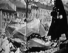 synagoga po požáru - spadlý vrchol jedné z věží