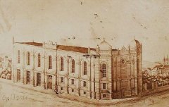 neuskutečněný projekt nové synagogy v sadech J. A. Komenského