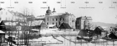historické foto synagogy s významnými daty
