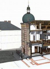 virtuální rekonstrukce synagogy - podélný řez