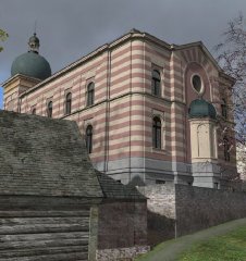 virtuální rekonstrukce synagogy - pohled zezadu zprava