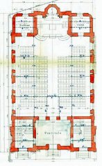 architektonický plán synagogy - přízemí