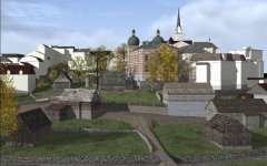 virtuální rekonstrukce synagogy - umístění v okolní zástavbě