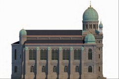 virtuální rekonstrukce synagogy - pohled zleva