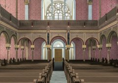 virtuální rekonstrukce interiéru synagogy - přední část