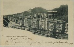 dobová pohlednice města se synagogou