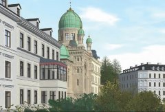 virtuální umístění synagogy mezi domy
