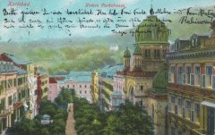 dobová pohlednice města se synagogou