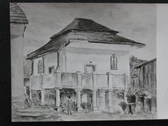 akvarel s námětem synagogy od M. Lederera