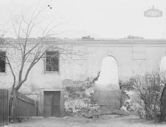 jižní průčelí synagogy a školy před zbořením, foto Jaroslav Fremr