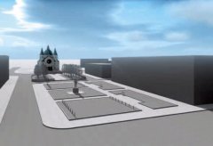 virtuální rekonstrukce umístění synagogy do okolní zástavby