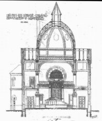plán synagogy - příčný řez