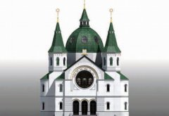 virtuální rekonstrukce synagogy - pohled ze západu