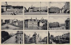 historická pohlednice se synagogou (vpravo dole)