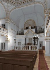 virtuální rekonstrukce interiéru synagogy - noční verze