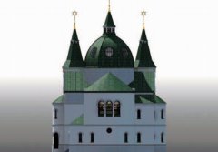 virtuální rekonstrukce synagogy - pohled z východu