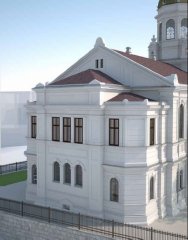 virtuální rekonstrukce synagogy - pohled zezadu zleva