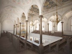 virtuální rekonstrukce interiéru synagogy  - ženská galerie