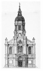 nákres synagogy - čelní pohled