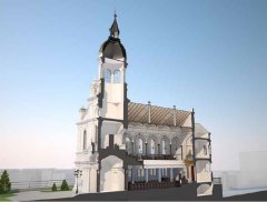 virtuální rekonstrukce synagogy - podélný řez