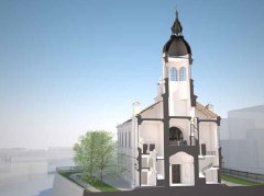 virtuální rekonstrukce synagogy - příčný řez