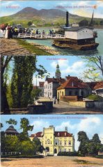 dobová pohlednice města se synagogou (na prostředním snímku)