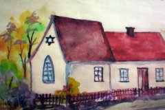 jediné vyobrazení synagogy (vlevo) od pana Wepse - vpravo je rabínský domek