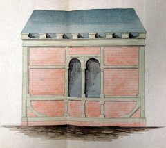 plán na stavbu svatostánku na nádvoří synagogy - pohled