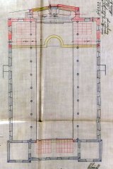 stavební plán rozšíření synagogy - půdorys ženské galerie