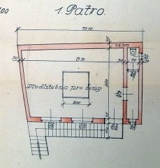 nákres na zřízení modlitebny - první patro