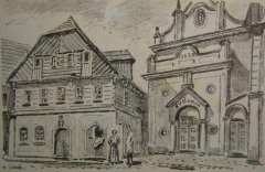 západní průčelí synagogy (vpravo)