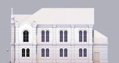 virtuální rekonstrukce synagogy - pohled jih - západ