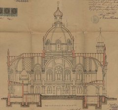 Jakob Gartner: stavební plán synagogy - detail