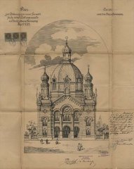 Jakob Gartner: stavební plán synagogy - západní průčelí