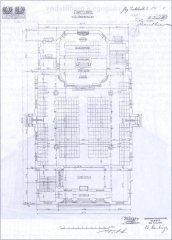 nákres synagogy se 456 místy k sezení